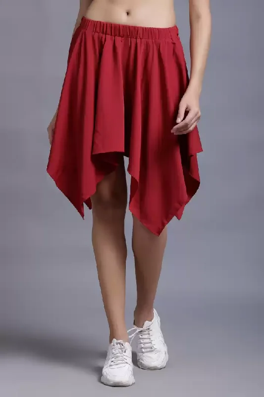 TANDUL  Women Solid Flared Maroon Skirt chiffon skirt airy
