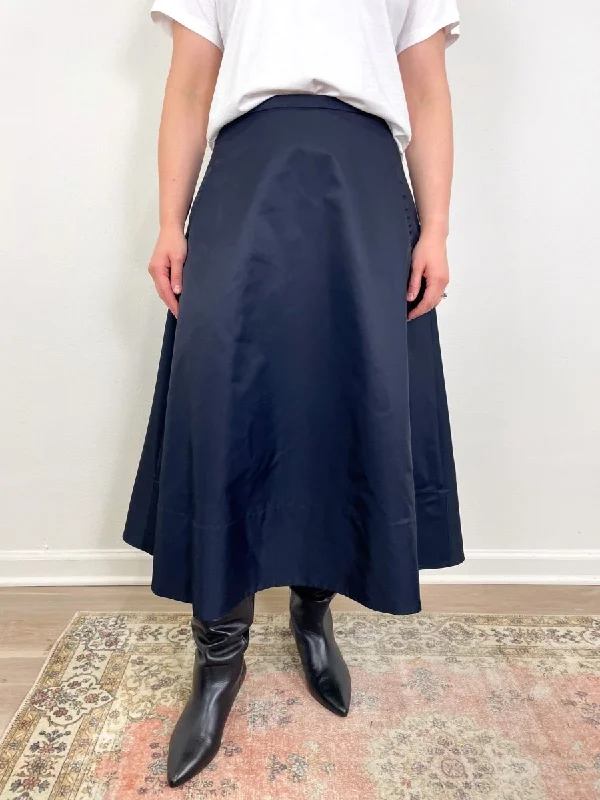 Eco Nylon Circle Skirt in Navy corduroy skirt textured