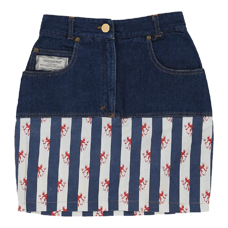 Fendissime Mini Denim Skirt - 26W UK 6 Dark Wash Cotton