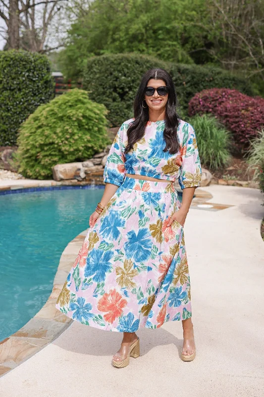 Floral Season Multicolor Midi Skirt denim skirt classic