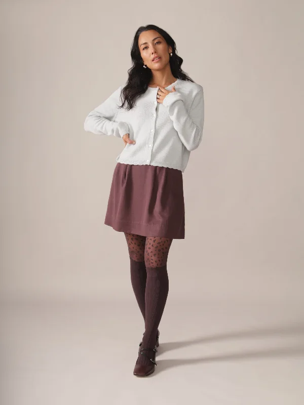 A-Line Eco Twill OTK Skirt in Plum high slit skirt