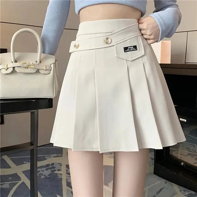 Preppy Style A Line Korean Skirt velvet skirt luxurious