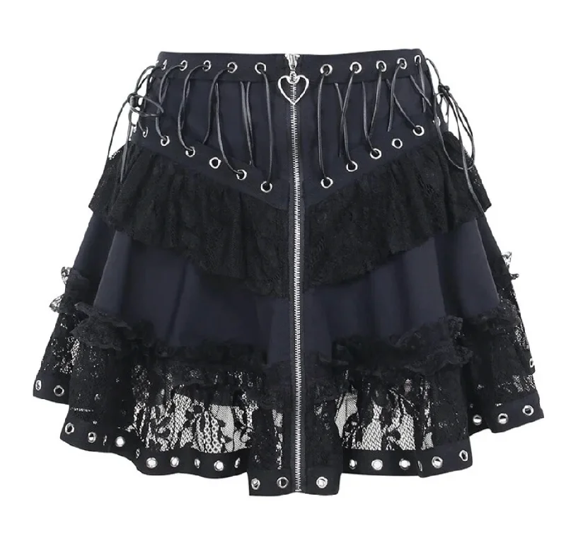Goth Heart Lace skirt linen skirt relaxed