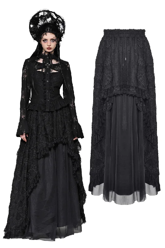 Gothic lace mesh reversible long maxi skirt KW369 silk skirt luxurious