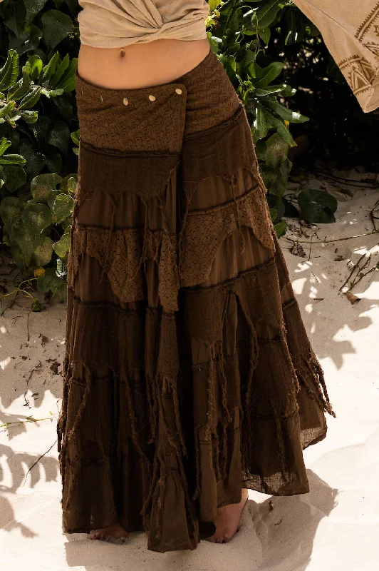 GYPSY QUEEN SKIRT BROWN tiered skirt playful