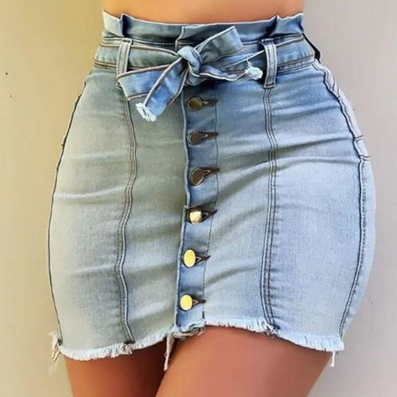 BerriesJam - Harajuku Lace Up Denim Mini Skirt wool skirt breathable