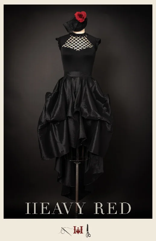 Illicit Rendevous Tiered Skirt velvet skirt glossy