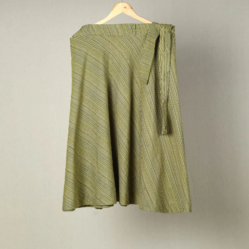 Green - Jhiri Handloom Cotton Wrap Around Plain Skirt 10 pleated skirt texture