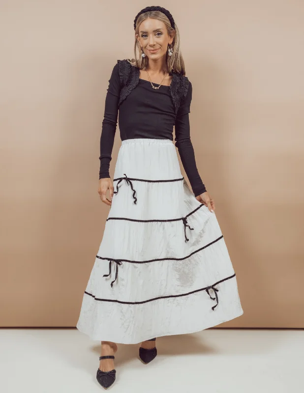 Kendall Velvet Bow Skirt chiffon skirt floaty