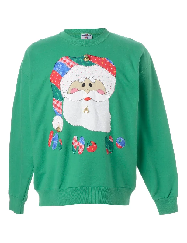 Label Christmas Sweatshirt With Bells Hoodie with Button Classic Timeless
