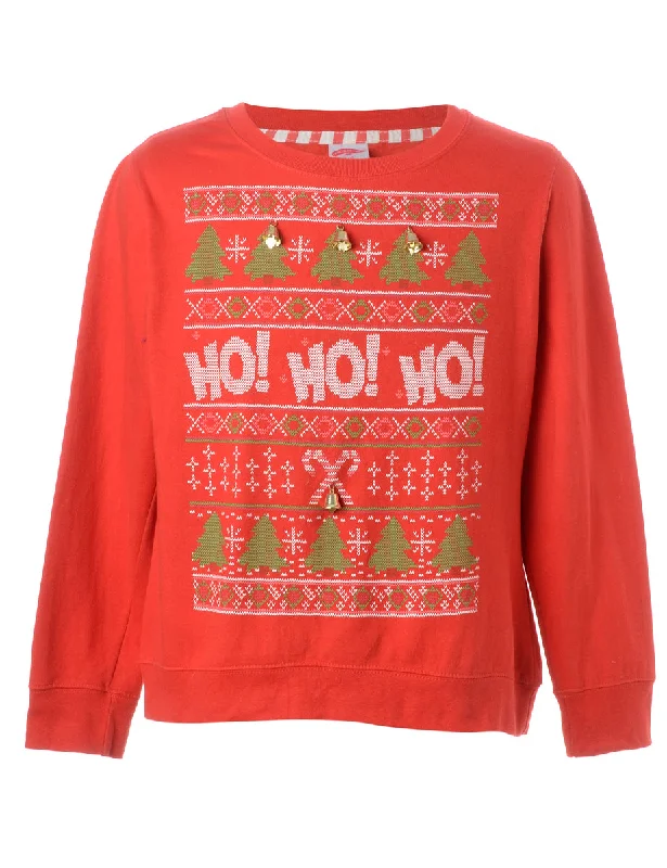 Label Christmas Sweatshirt With Bells Hoodie with Stripes Bold Sporty
