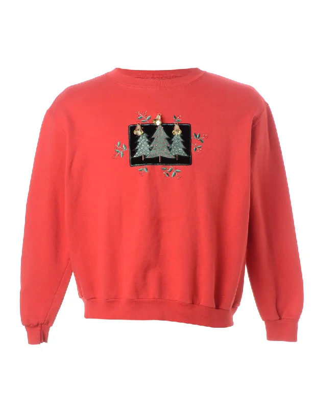Label Christmas Sweatshirt With Bells Hoodie with Mesh Breathable Sporty