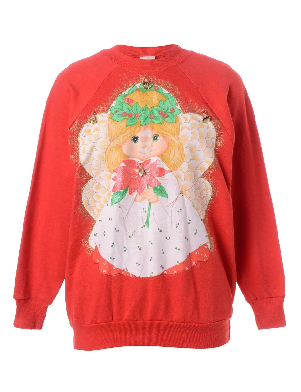 Label Christmas Sweatshirt With Bells Hoodie with Camouflage Military Edgy