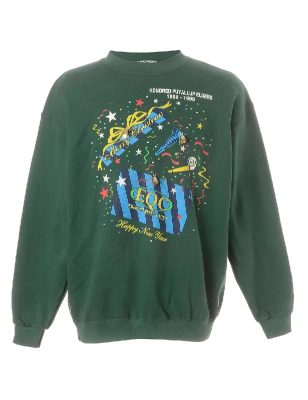 Label Christmas Sweatshirt With Bells Hoodie with Slim Fit Tailored Modern