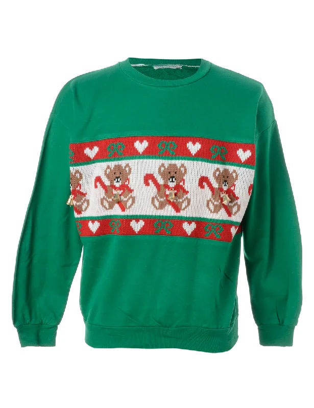 Label Christmas Sweatshirt With Bells Hoodie with Longline Fit Extended Stylish