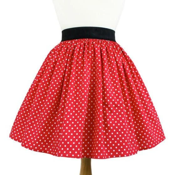 "Lindy" Red and White Polkadot Skirt