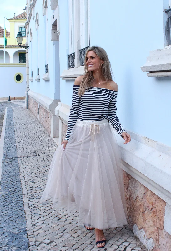 Mesh Maxi Skirt silk skirt smooth