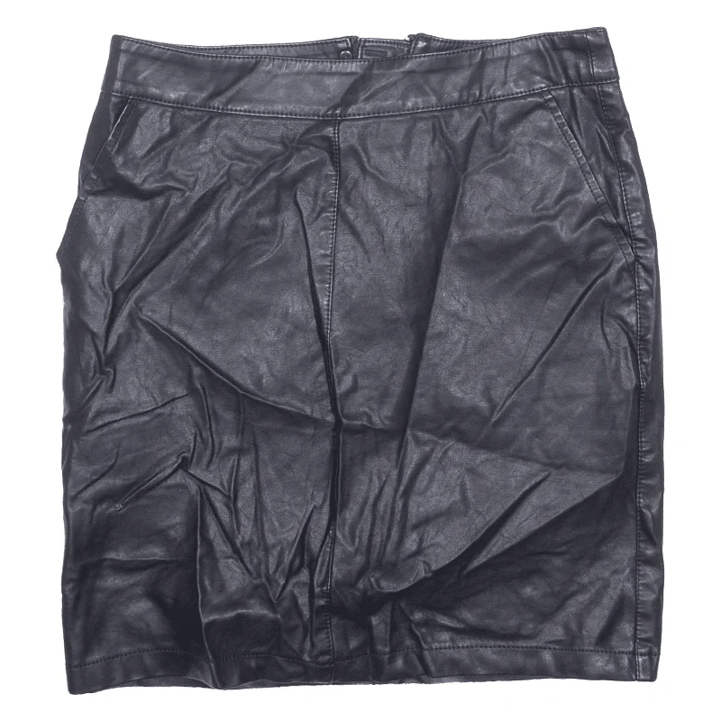 NOISY MAY Faux Leather Womens Pencil Skirt Black Short Viscose XS