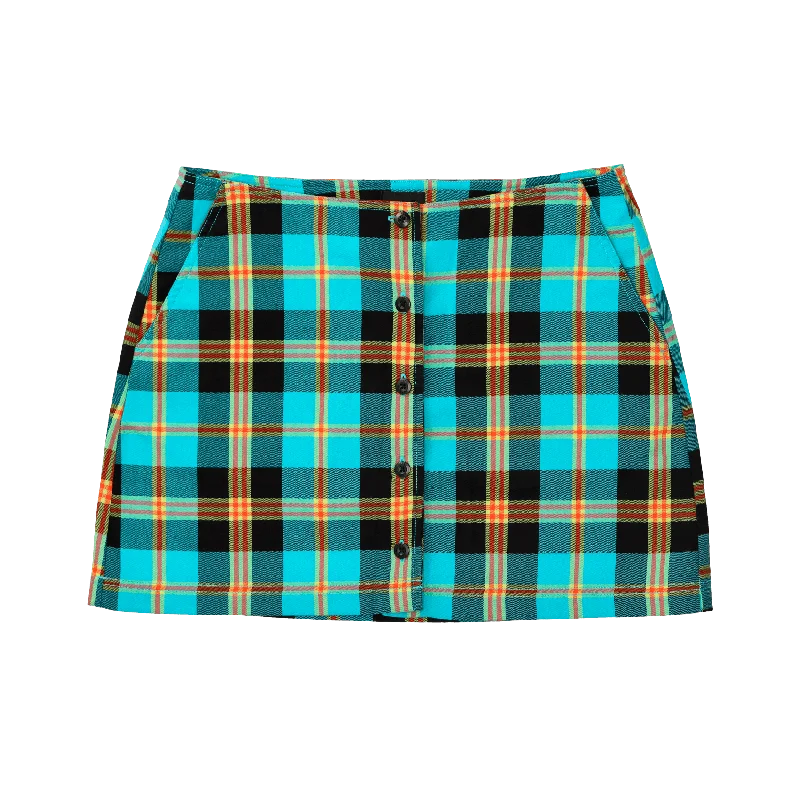Joanie Plaid Skirt - Aqua Multi velvet skirt glossy