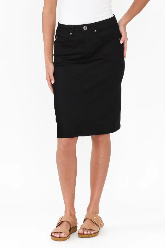 Palin Black Zip Front Skirt