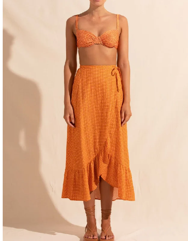 Marigold Ruffle Wrap Skirt relaxed fit skirt