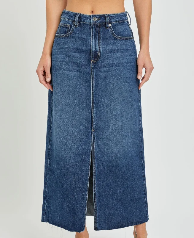PEYTON DENIM MIDI SKIRT chiffon skirt delicate