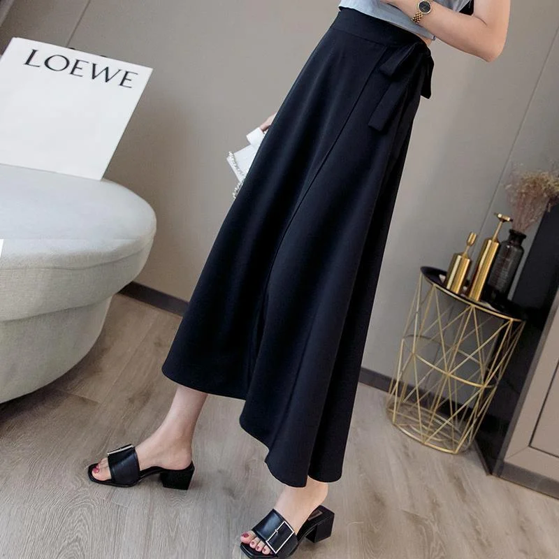 Pleated Skirt Chiffon Retro One-Piece Lace-Up Wrap Korean-Style Summer Pink Lady Split Beach Skirt Women high waist skirt