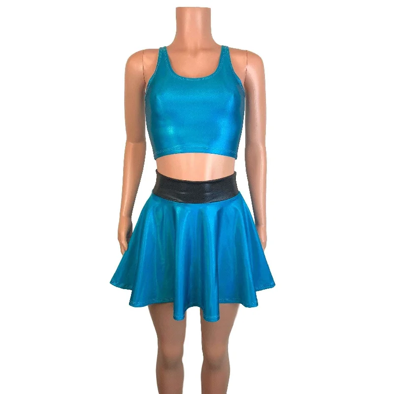 PowerPuff Girls BUBBLES Costume W/ Blue Skater Skirt and Crop Top pencil skirt chic