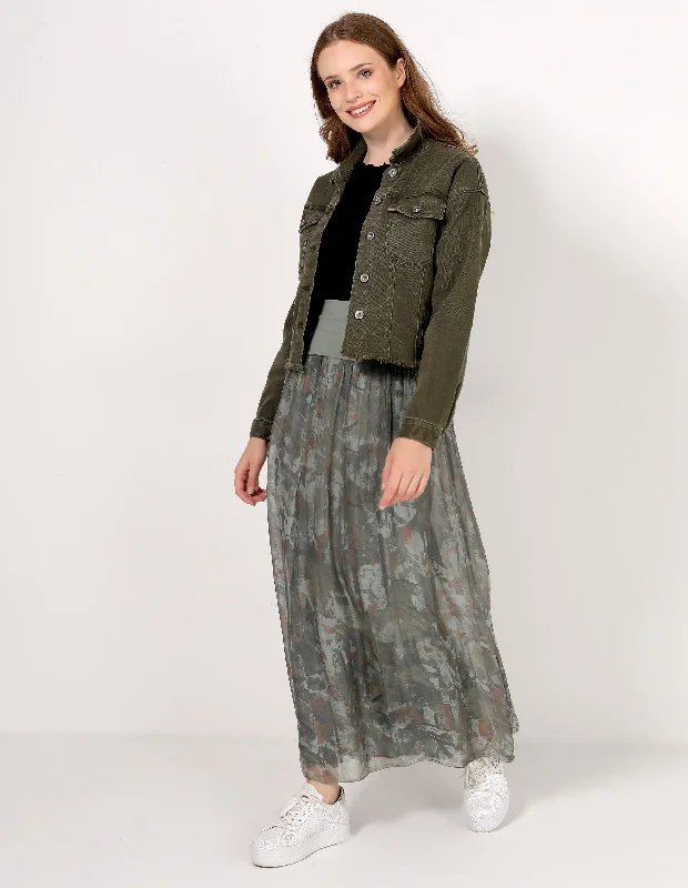 Printed Pull On Skirt midi skirt versatile