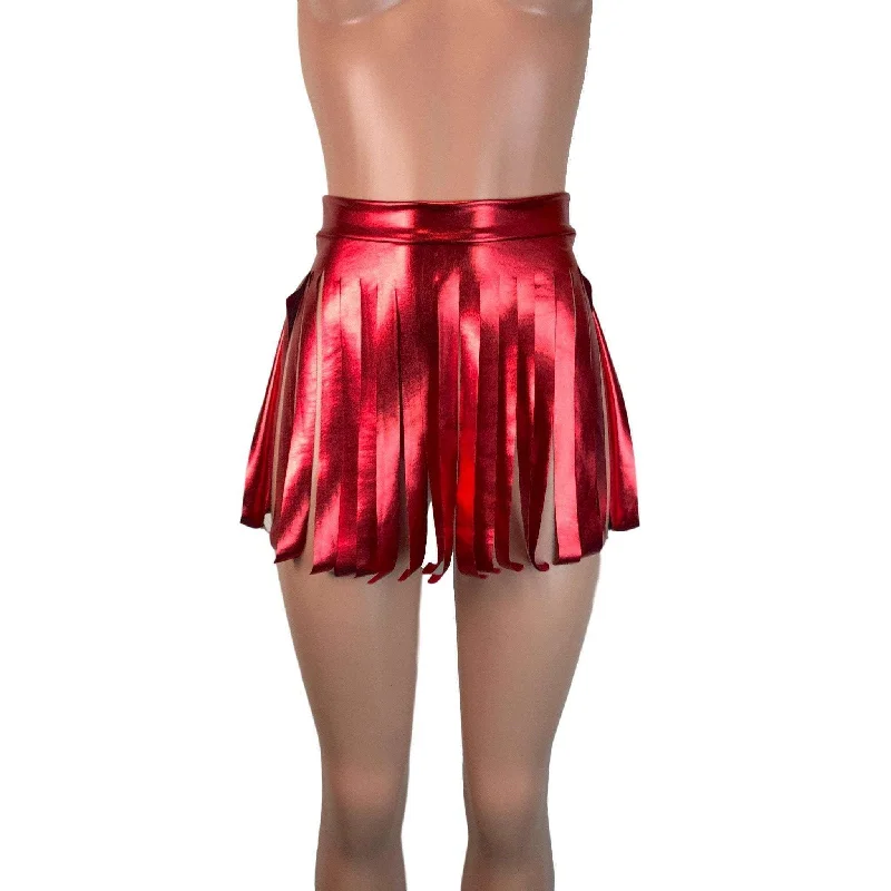 Fringe Skirt - Red Metallic