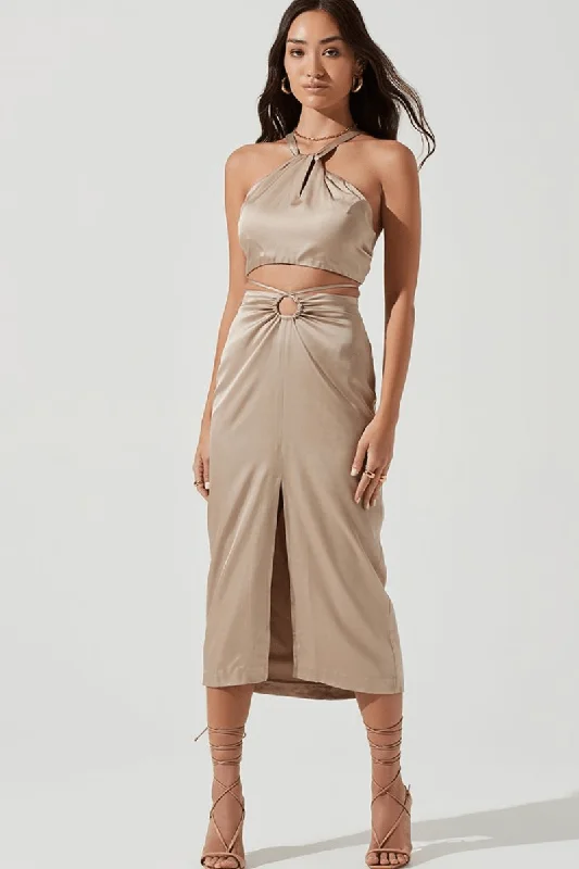 Robin Cut Out Midi Skirt Khaki