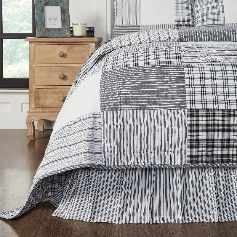 Sawyer Mill Black Ticking Stripe Twin Bed Skirt 39x76x16 VHC Brands wool skirt warm