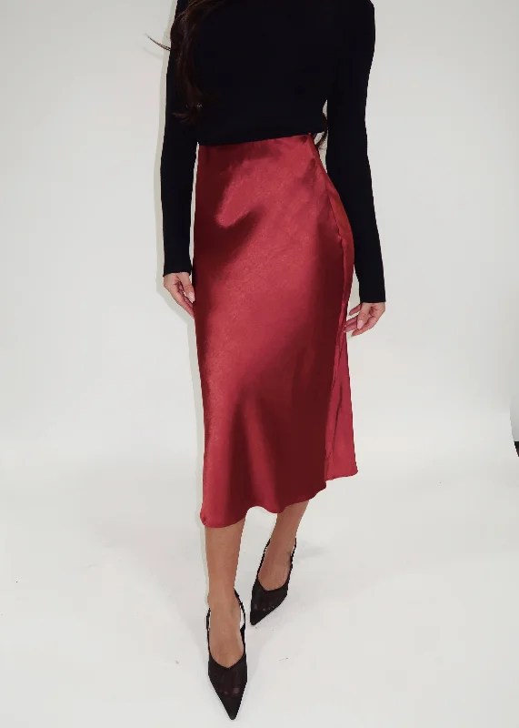Sleek Satin Skirt ribbed skirt waist