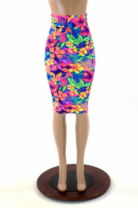Tahitian Floral Pencil Skirt velvet skirt rich