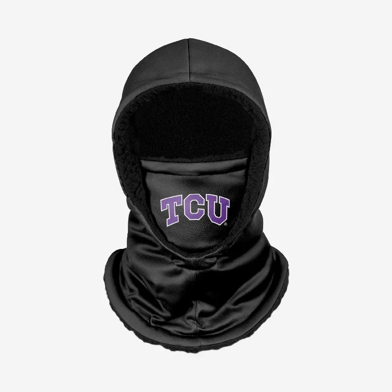 TCU Horned Frogs Black Hooded Gaiter Hoodie with High-Low Hem Asymmetrical Trendy
