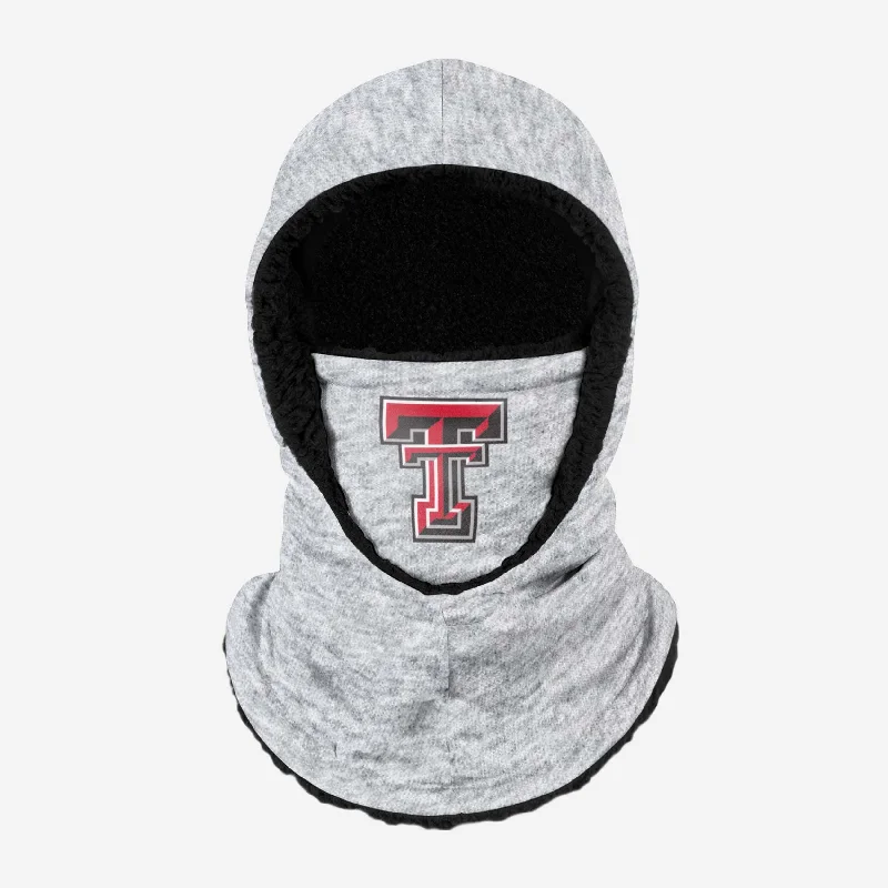 Texas Tech Red Raiders Heather Grey Big Logo Hooded Gaiter Hoodie with Hem Ribbing Snug Secure Texas Tech Red Raiders Heather Grey Big Logo Hooded Gaiter Hoodie with Hem Ribbing Snug Secure