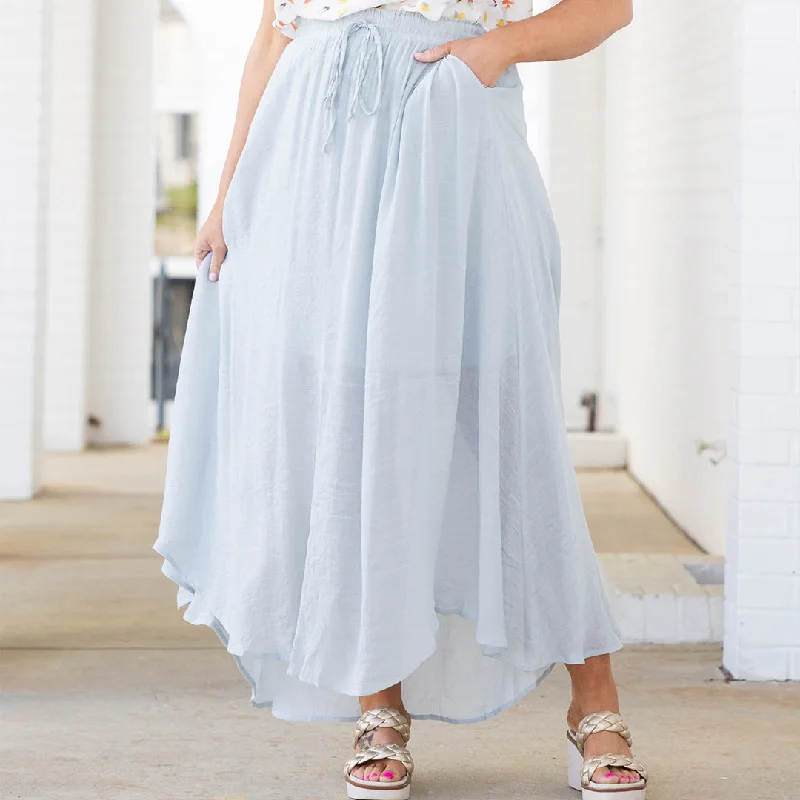 The Break Is Over Skirt, Misty Blue denim skirt classic