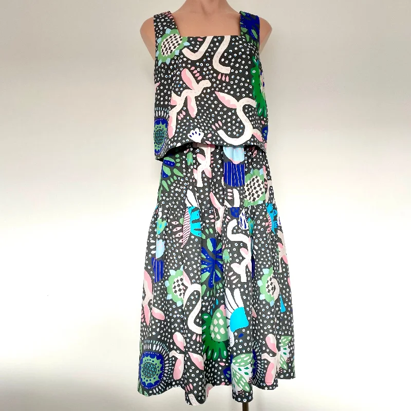 Tiered Skirt- Confetti Blooms denim skirt durable
