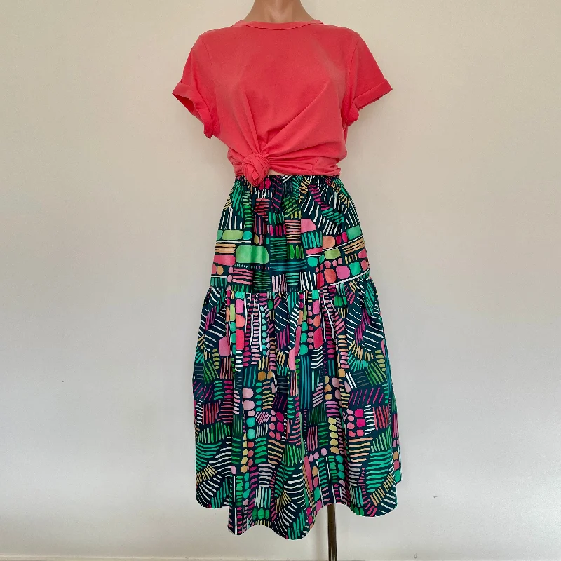Tiered Skirt- Stitches leather skirt sleek