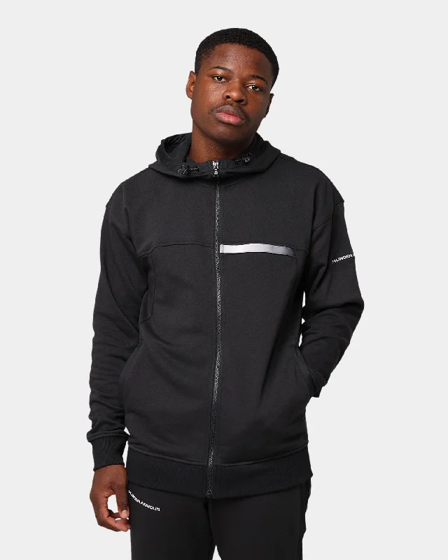 Under Armour Rival Terry Amp Full Zip Hoodie White/Black Hoodie with Hem Applique Textured Unique Under Armour Rival Terry Amp Full Zip Hoodie White/Black Hoodie with Hem Applique Textured Unique
