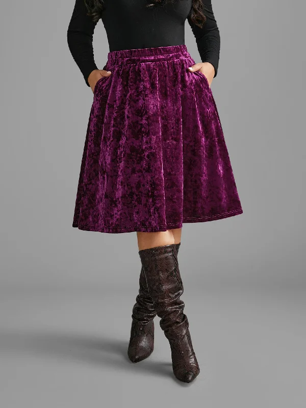 Velvet Elastic Waist Skirt chiffon skirt delicate