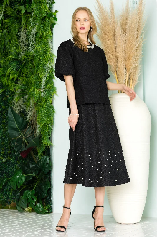 Willis Textured Skirt with Pearls cashmere skirt fine