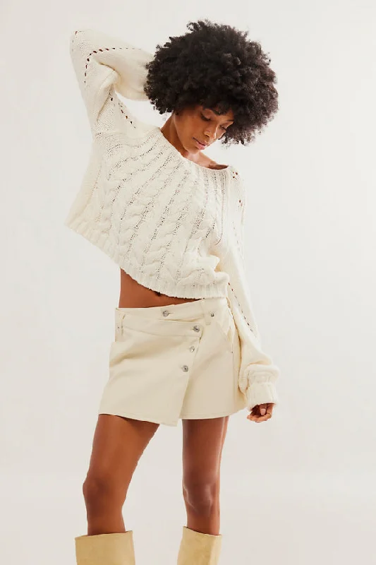 Wynne Vegan Skirt Bone wool skirt thick