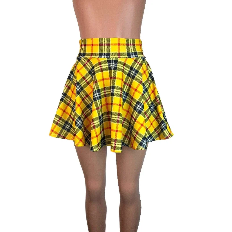 Skater Skirt - Yellow Plaid velvet skirt glossy