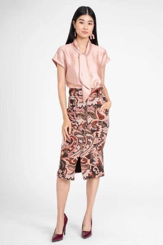 Zoya Skirt – Henna Paisley velvet skirt rich